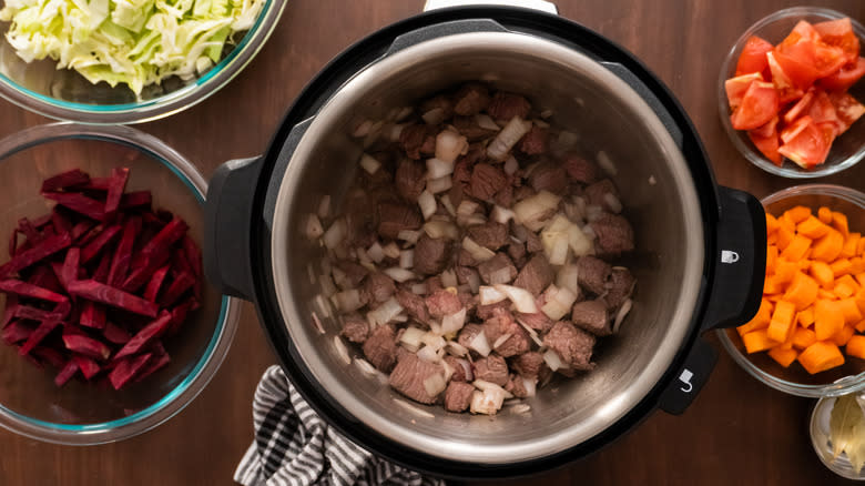 Beef cooking in Instant Pot