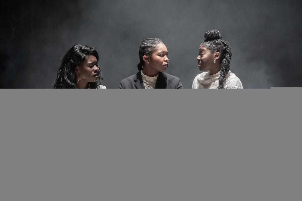 Faith Omole, Gloria Obianyo and Akiya Henry in King Lear, at the Almeida