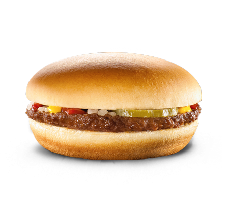 McDonald’s hamburger. Calories: 240, Fat: 8 g (Saturated Fat 3g and 0.2 g Trans Fat) Sodium 510 mg, Carbohydrates 32 g, Sugar 7 g <em>(Photo: McDonald’s)</em>