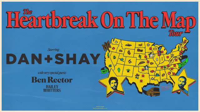 <p>Courtesy of Live Nation</p> Dan + Shay Heartbreak on the Map Tour