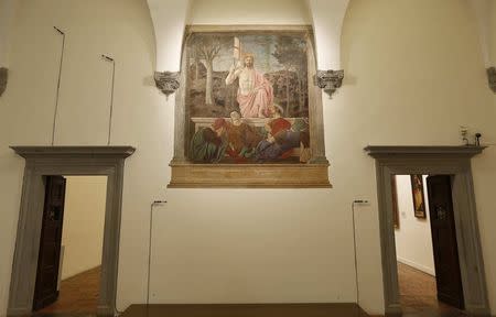 Renaissance painter Piero della Francesca's masterpiece "The Resurrection" is seen in the Civic museum in Sansepolcro, central Italy, November 7, 2014. REUTERS/Tony Gentile