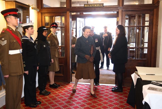 The Princess Royal arrives for her visit to the Off The Streets knife crime community group in Wellingborough, Northamptonshire 