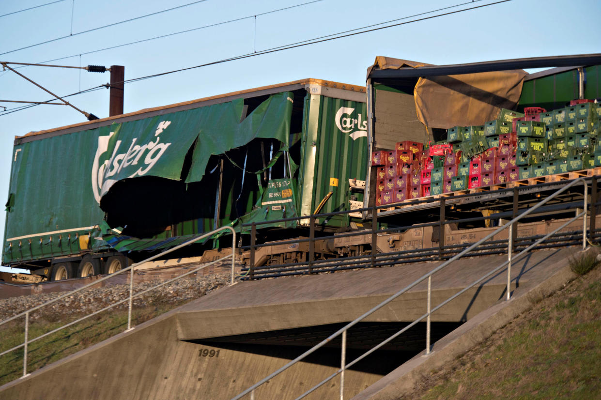 <em>Media reports said objects from the freight train had hit the passenger train (Picture: Reuters)</em>