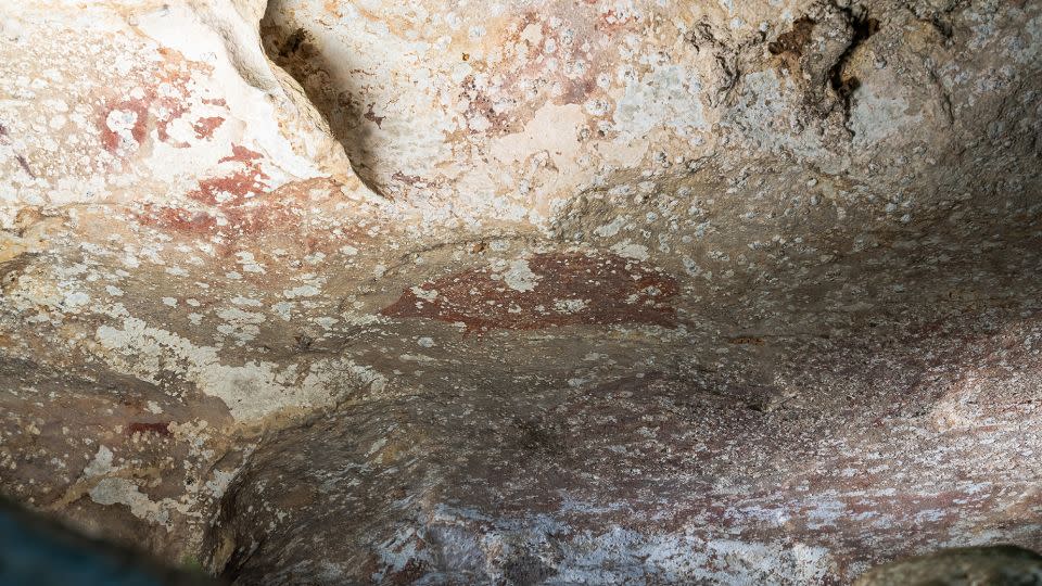 To figure out when the cave paintings were made, the team used a new technique to date calcium carbonate deposits that formed on top of the art. - Dominic Julian/BRIN Google Arts 