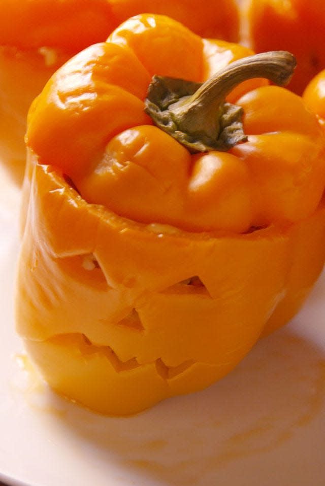 Jack-O'-Lantern Stuffed Peppers