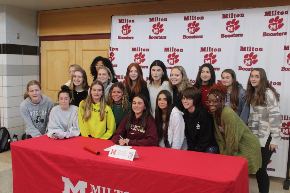 Milton High's Katie O'Toole signed her national letter of intent to run cross country and track field at the College of Charleston.