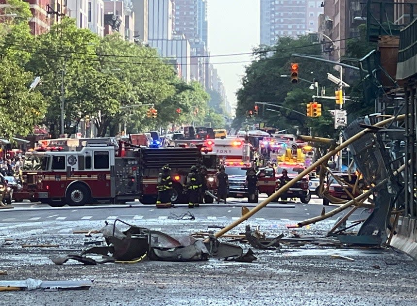Debris lies in the road from the crane collapse (NYC Mayor’s Office)
