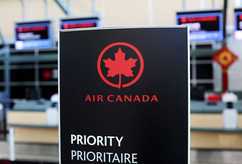 FILE PHOTO: Air Canada signage is pictured at Vancouver's international airport in Richmond,