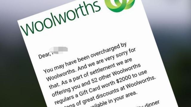 Woolworths gift card scam email reported to ACCC Scamwatch