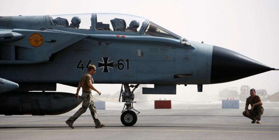 A German Tornado fighter jet arrives from a reconnaissance flight to the German camp in Mazar-e-Sharif August 28, 2009.