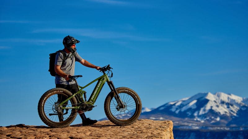 A photo of a Jeep-branded electric bike. 