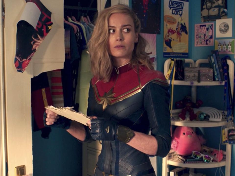 Brie Larson as Carol Danvers/Captain Marvel in the end-credits scene of the "Ms. Marvel" season finale.