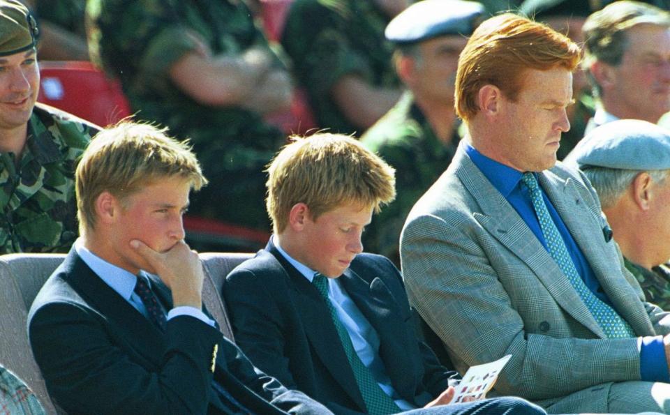 Dyer with Prince William and Prince Harry at the launch of the 16th air assault brigade in 1999