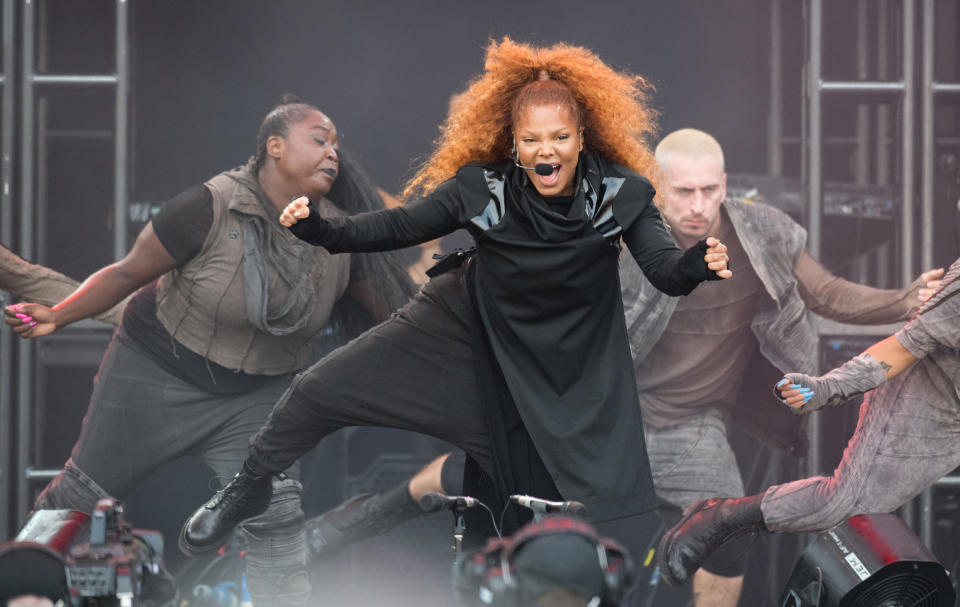 Janet Jackson performs on the Pyramid Stage during day four of Glastonbury Festival 2019