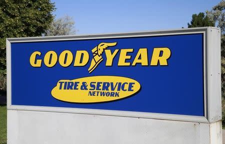 The Goodyear Tire and Rubber Co. company logo is seen in Westminster, Colorado August 27, 2013. REUTERS/Rick Wilking