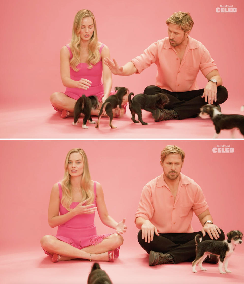 More of Margot and Ryan sitting and playing with puppies