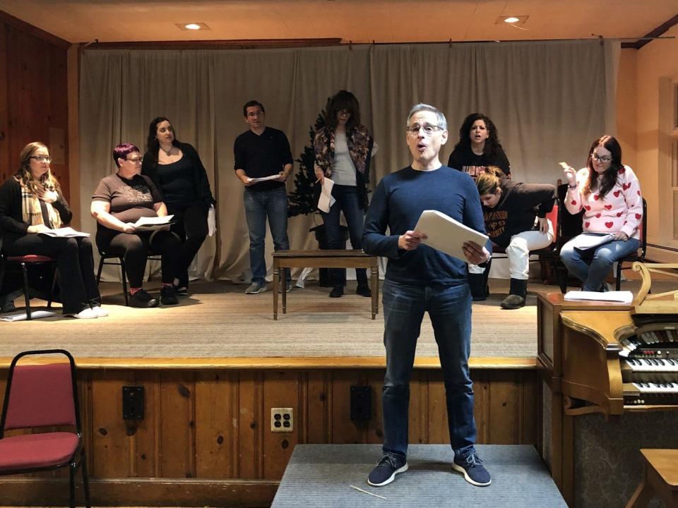 Cast of 'My Big Gay Italian Christmas' rehearses for its upcoming performances at St. Clement's Episcopal Church on Lafayette Avenue in Hawthorne.