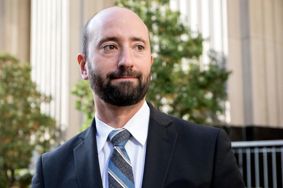 Detroit City Councilman Gabe Leland leaves the U.S. District Court after being arraigned on bribery charges, entering a plea of not guilty in Detroit on Oct 15, 2018.