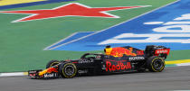 Red Bull's Max Verstappen steers his car during the Sprint Race qualifying session at the Interlagos racetrack in Sao Paulo, Brazil, Saturday, Nov. 13, 2021. The Brazilian Formula One Grand Prix will take place on Sunday. (AP Photo/Marcelo Chello)