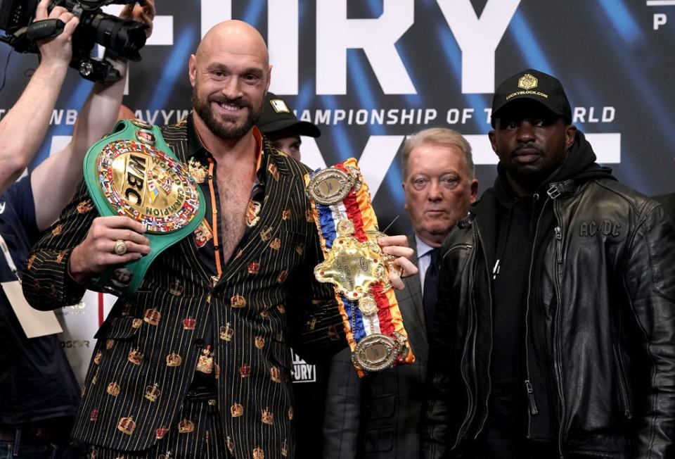 Fury and Whyte were cordial in their first pre-fight face-off (Nick Potts/PA) (PA Wire)