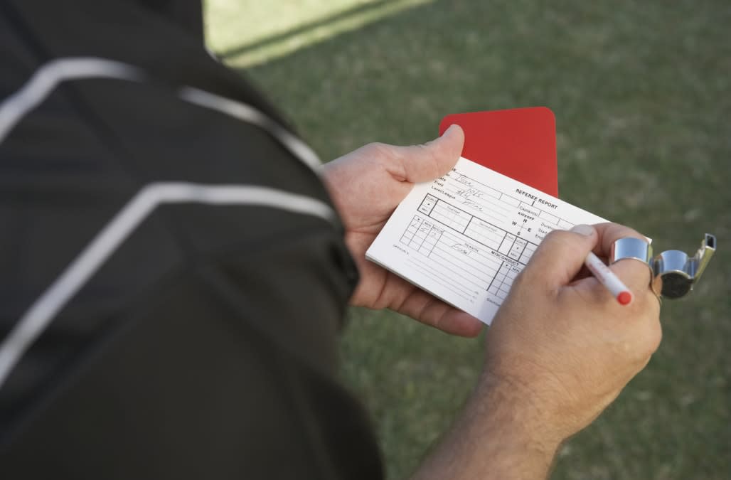 Soccer Referee with Red Card