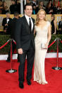 Jon Hamm and Jennifer Westfeldt arrive at the 19th Annual Screen Actors Guild Awards at the Shrine Auditorium in Los Angeles, CA on January 27, 2013.