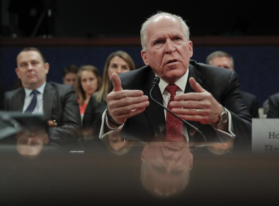 Former CIA Director John Brennan testifies on Capitol Hill in Washington, Tuesday, May 23, 2017, before the House Intelligence Committee Russia Investigation Task Force. (Photo: Pablo Martinez Monsivais/AP)