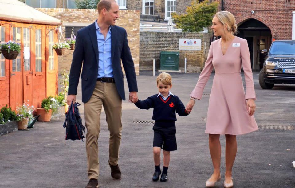 Prince George was accompanied by his dad Prince William on his first day of school at Thomas's Battersea. Source: Kensington Palace