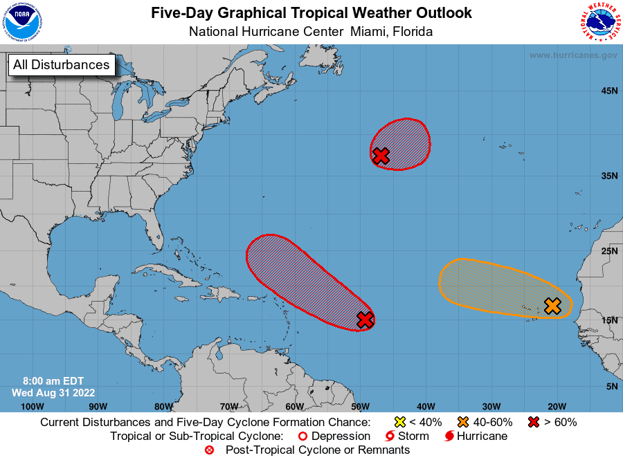 Tropical conditions 8 a.m. Aug. 31, 2022