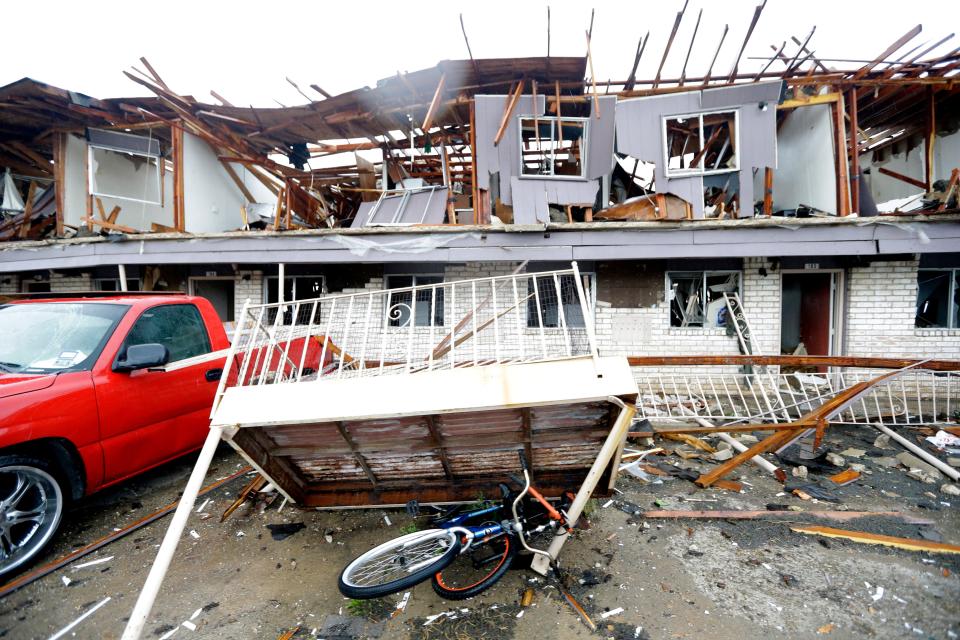 An explosion at a fertilizer plant in West, Texas, blew the walls off this apartment complex, seen  April 18, 2013. The blast killed 15 people and injured hundreds more.