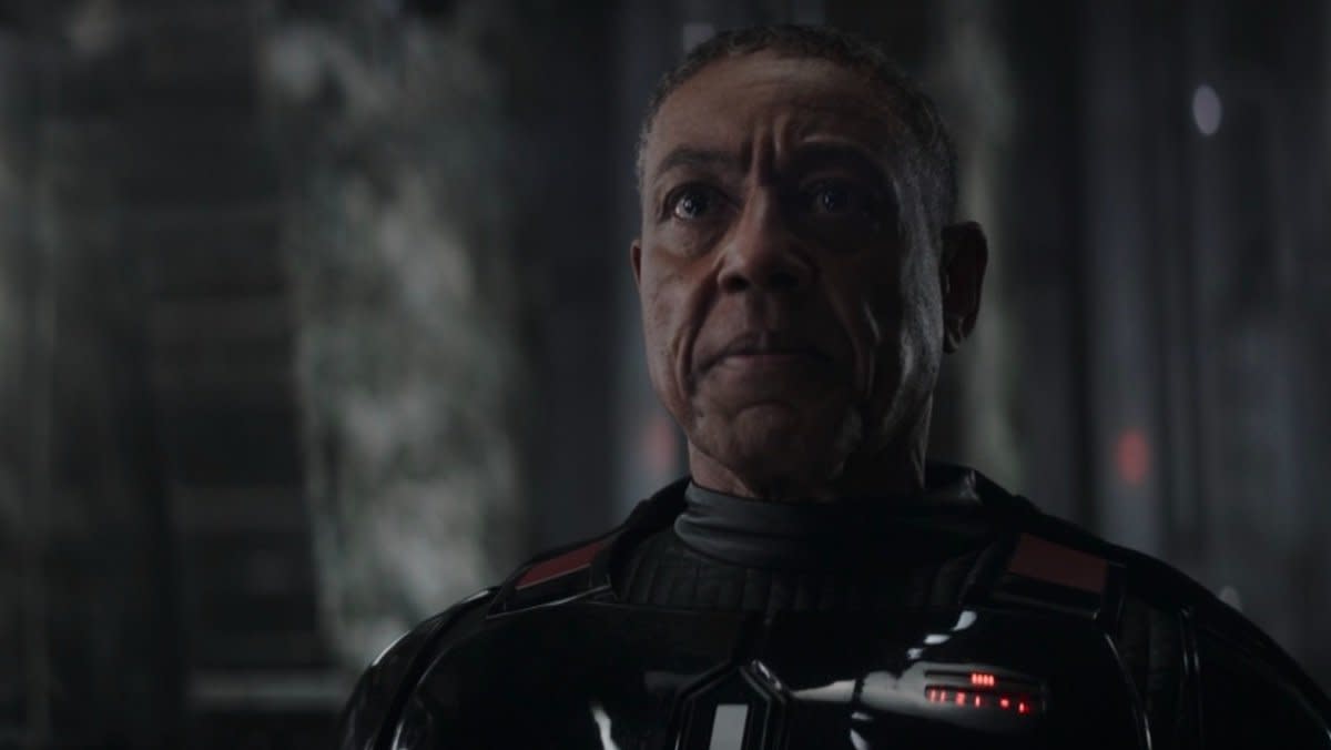 Moff Gideon looks angry without his helmet on The Mandalorian