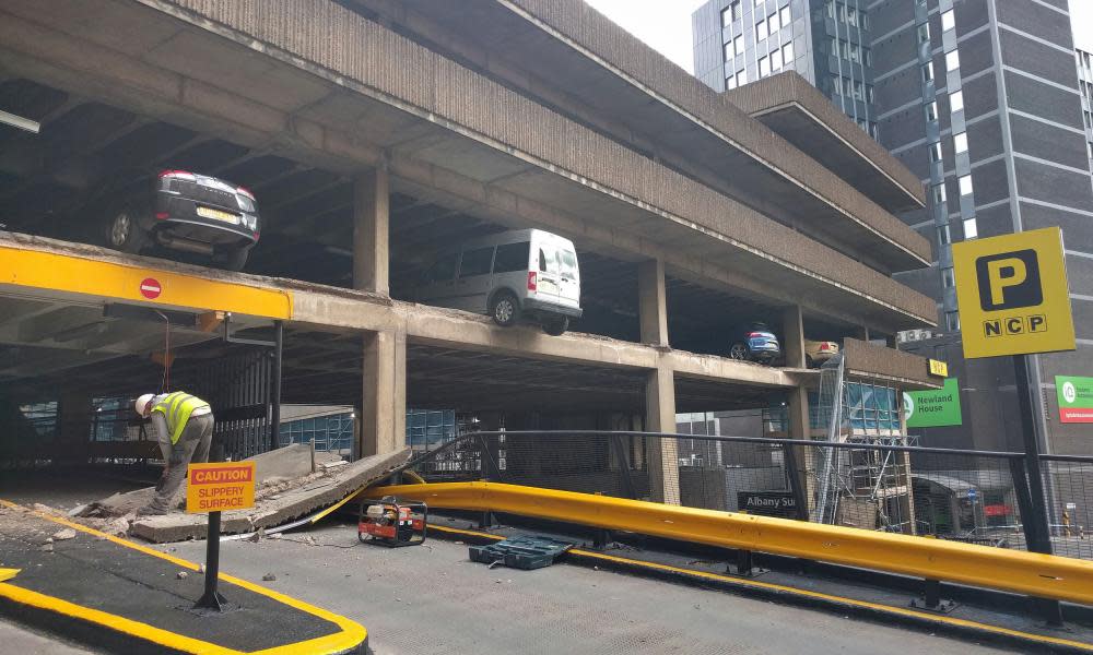 Partially collapsed car park