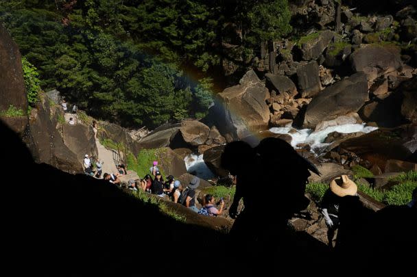 PHOTO: Tourists hike towards Vernal Falls in Yosemite National Park, Calif., June 28, 2022. (Bloomberg via Getty Images)