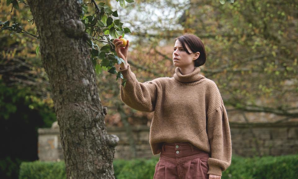 This image released by A24 shows Jessie Buckley in a scene from "Men." (Kevin Baker/A24 via AP) ORG XMIT: NYET162