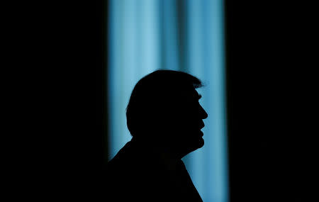 U.S. President Donald Trump speaks as he awards a Medal of Honor posthumously to U.S. Air Force Technical Sergeant John A. Chapman in the East Room of the White House in Washington, U.S., August 22, 2018. REUTERS/Leah Millis