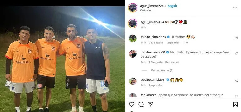 Agustín Jiménez, rappresentante di Angel Correa, pubblicato su Instagram