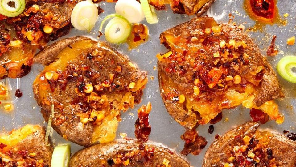 chili oil smashed potatoes