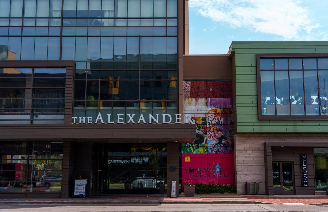 A look Tuesday, April 16, 2024, The Alexander Hotel in the CityWay area of downtown Indianapolis. The Indianapolis City County Council approved the financing for the CityWay project in February 2011. The project, completed by Buckingham Companies, broke ground in August the same year.