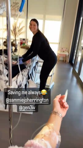 <p>Brittany Mahomes/Instagram</p> Brittany Mahomes getting an IV drip after celebrating husband Patrick Mahomes' Super Bowl win