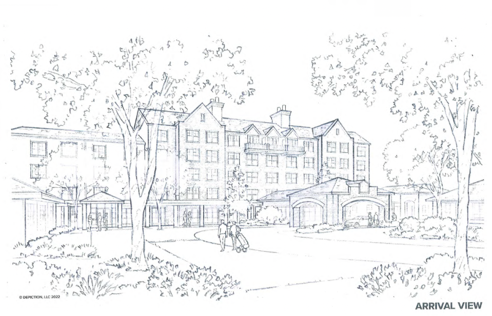 A conceptual drawing of what the planned redevelopment of the Toftrees Resort in Patton Township may look like upon arrival.