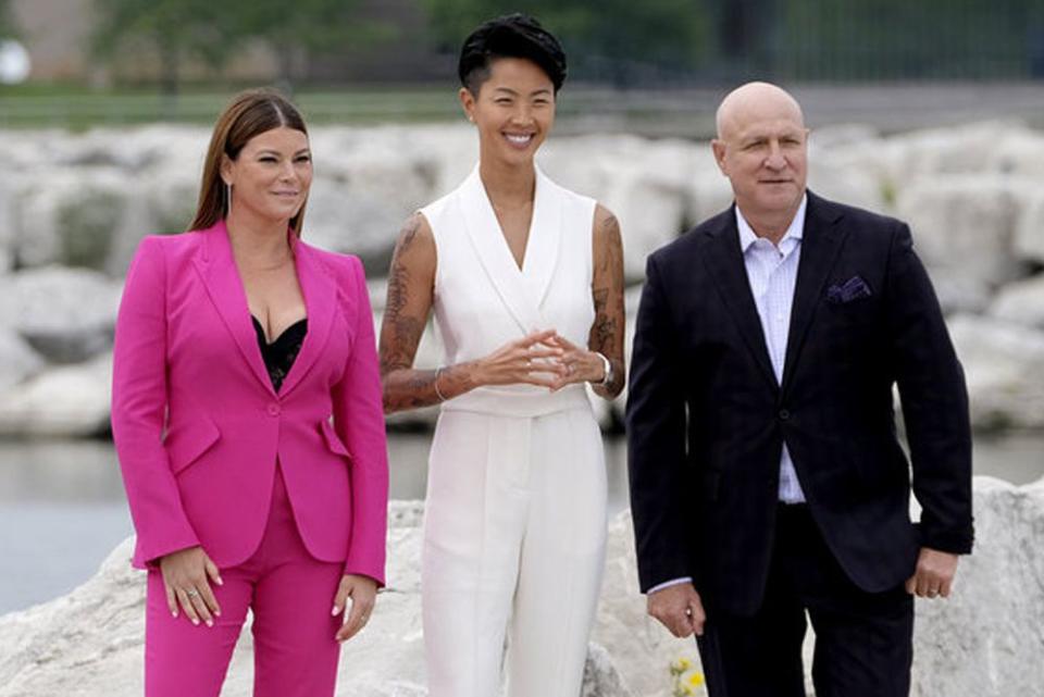 <p>David Moir/Bravo</p> Gail Simmons, Kristen Kish, Tom Colicchio