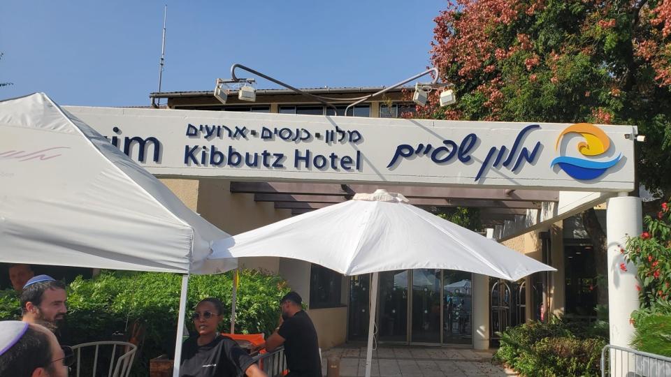 Survivors of the Oct. 7 Hamas attacks on the Kfar Aza kibbutz in southern Israel are being housed temporarily at the Shefayim Hotel.