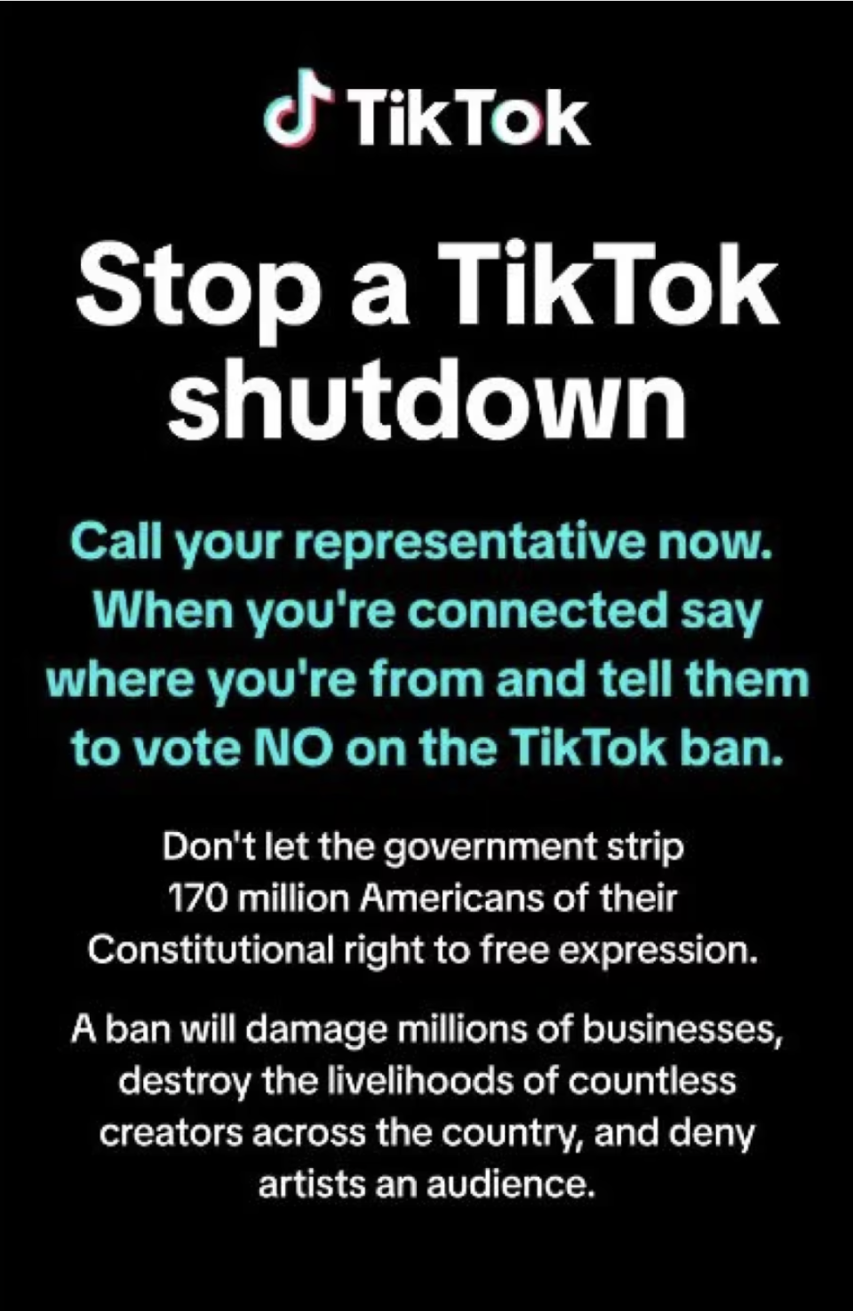 U.S. lawmakers were deluged with messages earlier this month after TikTok sent this note to its U.S. users. Several lawmakers said it made them angry, calling it dishonest and noting that it proved their concerns about the foreign company's influence in the U.S. (CBC)