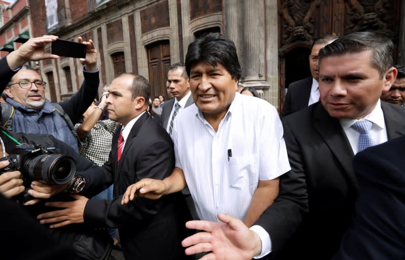 Bolivia's ousted president Evo Morales is seen while heading to the town hall for a meeting with Mexico's City mayor Claudia Sheinbaum, in Mexico City