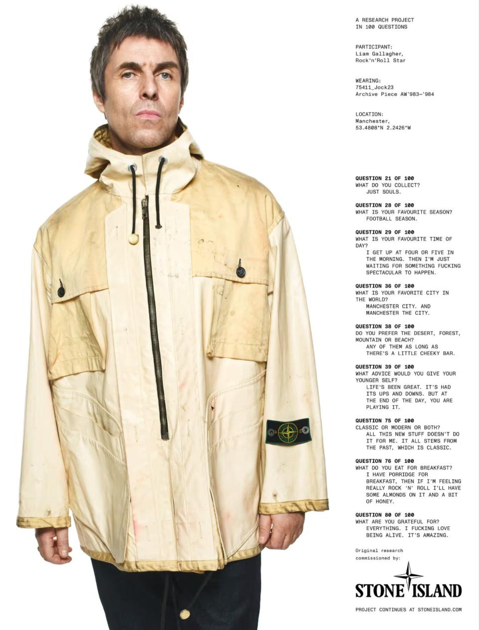 Gallagher features in the new campaign (Stone Island)