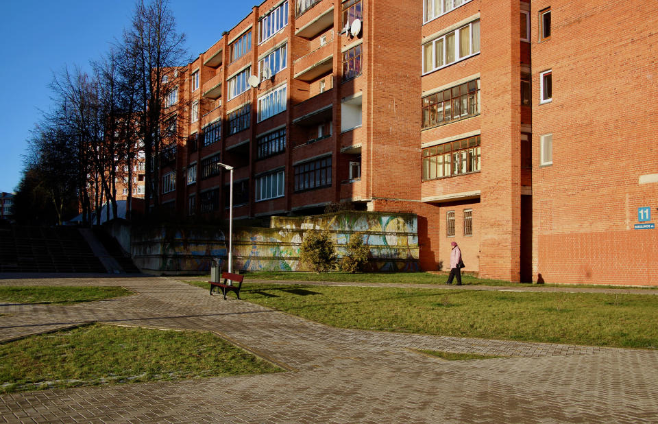 An apartment block in Visaginas, Lithuania on Nov. 29, 2019. | Madeline Roache for TIME