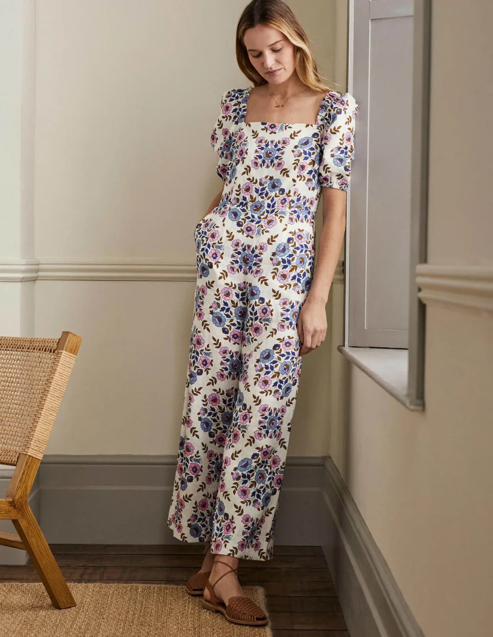 The flattering linen jumpsuit is perfect for any summer occasion, from garden parties to weddings and Wimbledon. (Boden)