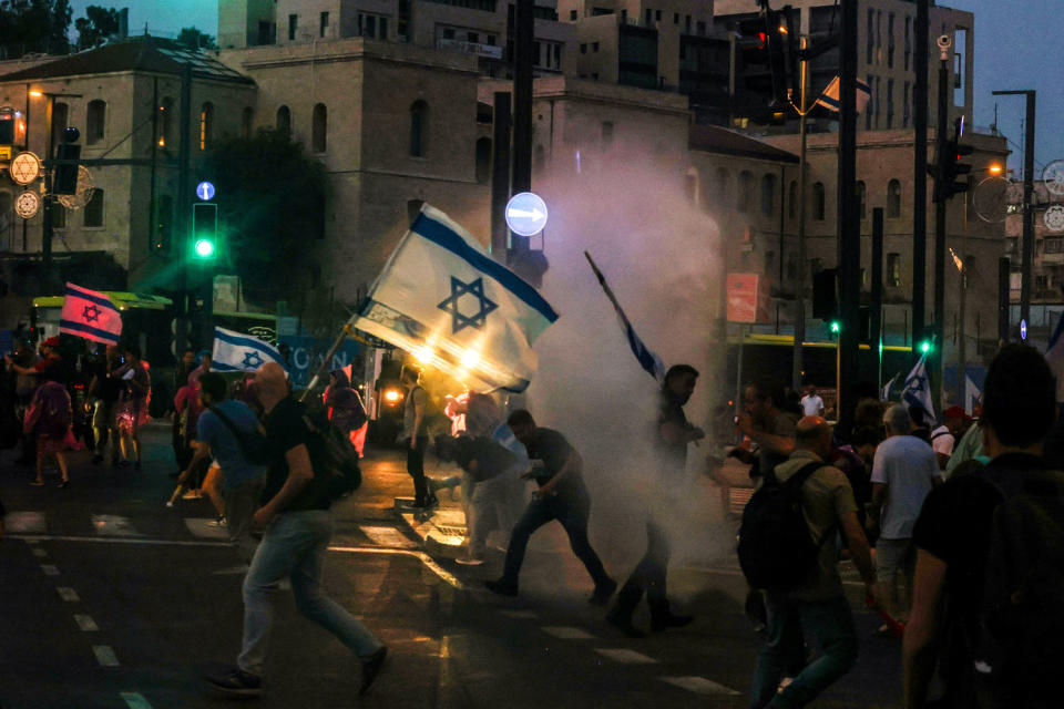 Protests against Netanyahu's government in Jerusalem (Menahem Kahana / AFP - Getty Images)