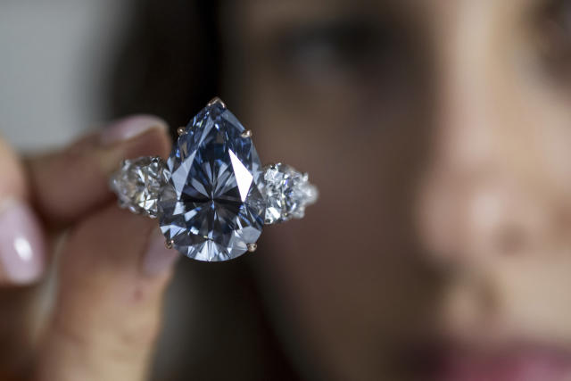 Blue diamond sells for more than $44 million at Christie's auction in Geneva