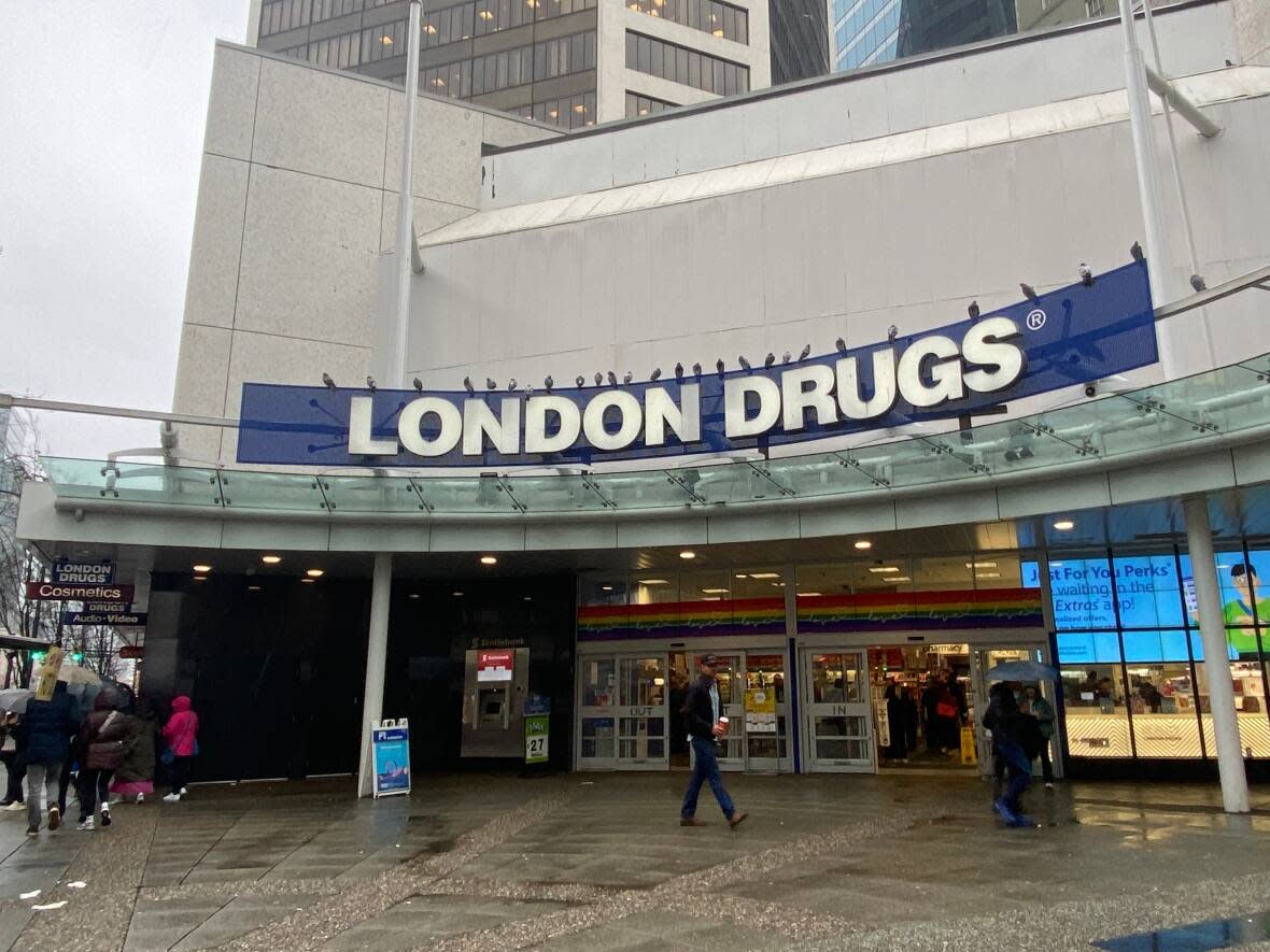 A London Drugs store is shown in Vancouver in October 2023. The retailer announced Sunday that a cyber attack has meant its stores in Western Canada would be closed until further notice. (Nono Shen/The Canadian Press - image credit)